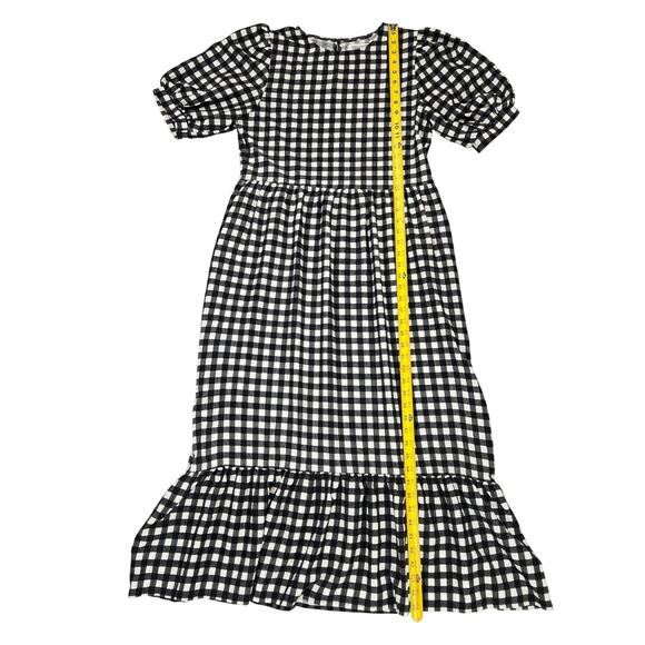 Urban Bliss Wom 8 Short Sleeve Plaid Ruffle Tier Midi Dress Cottagecore Prairie - Picture 3 of 13